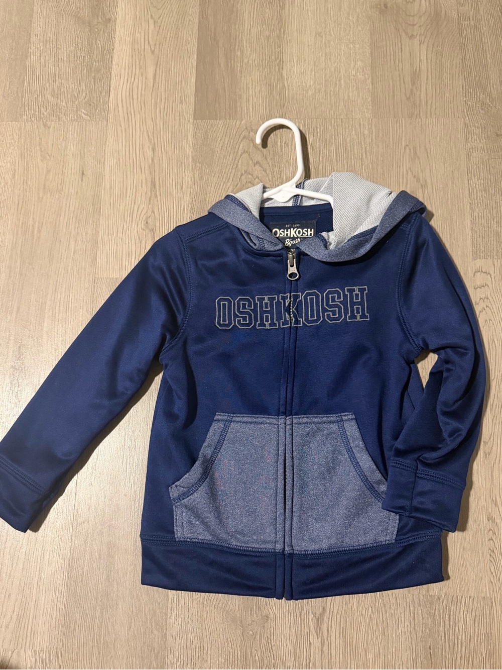 OshKosh B'gosh Navy & Heather Blue Zip-Up Hooded Sweatshirt